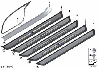 Protector de cantos Puerta izquierda para BMW F32, F33, F82, F83 (OEM 51767369303). Original BMW