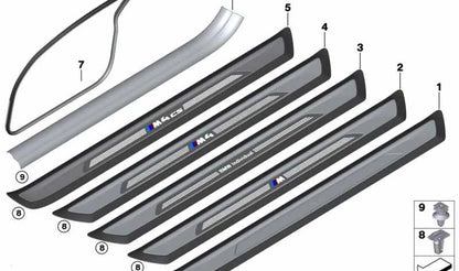 Protector de canto puerta derecha OEM 51767369304 para BMW F32, F82. Original BMW.