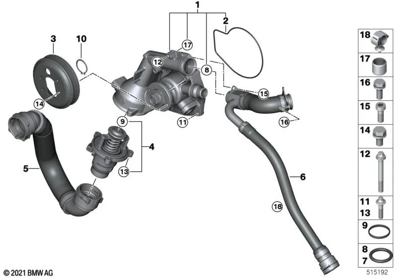 Mechanische Kältemittelpumpe für BMW F87N, F80, F80N, F82, F82N, F83, F83N (OEM 11517846361). Original BMW