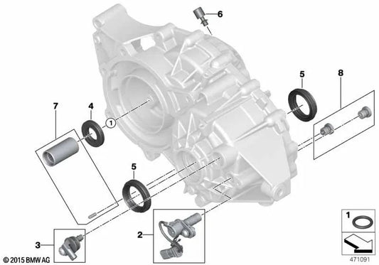 Achsendichtung für BMW 2 F45 -Serie, F45N, X1 F48N, F49, F49N, X2 F39 (OEM 27208679866). Original BMW