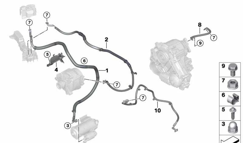 Cabo do motor de inicialização OEM 12428485069 para BMW G20, G01, G01N. Peça original da BMW.