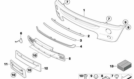 Black towing eye panel OEM 51117069328 for MINI R52, R53 Cooper S. Original MINI.
