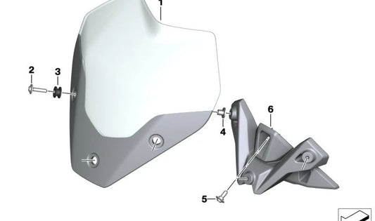 Alojamiento parabrisas OEM 46638393613 para motos BMW S 1000 R (K63), M 1000 R (KM3). Original BMW Motorrad.