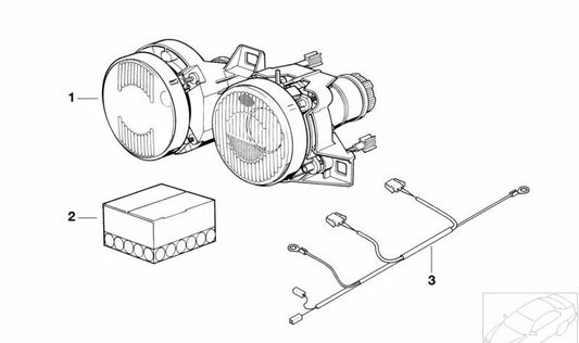 Faro delantero derecho regulable OEM 63121390290 para BMW E32 730i, 730iL, 735i. Original BMW.