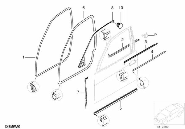 Tira frontal externa derecha para BMW E38 (OEM 51212421514). Original BMW