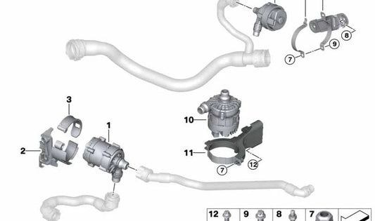 Soporte para bomba de agua eléctrica OEM 11517935177 para BMW G20, G21, G28, G30, G31, G38, G32, G11, G12, G01, G08, G02, G05, G18, G06, G29. Pieza original BMW.