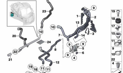 Manguera de Retorno para BMW Serie 5 F07, F10, F11, Serie 6 F06, F12, F13, Serie 7 F01N, F02N (OEM 64219248662). Original BMW