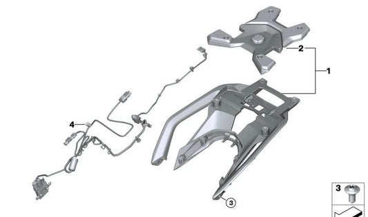Juego del sistema eléctrico del topcase OEM 77535A86318 para motos BMW R 1300 GS, R 1300 RS. Original BMW Motorrad.