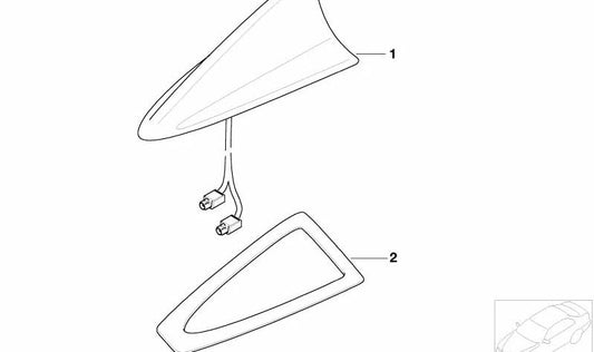 Antena de teléfono multibanda imprimada para BMW Serie 7 E65, E66 (OEM 84506912136). Original BMW.