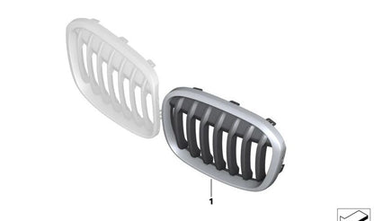 Rejilla decorativa delantera izquierda OEM 51117383363 para BMW X1 {F48: sDrive16d, 18i, 20i, xDrive20d, xDrive25i}. Original BMW.
