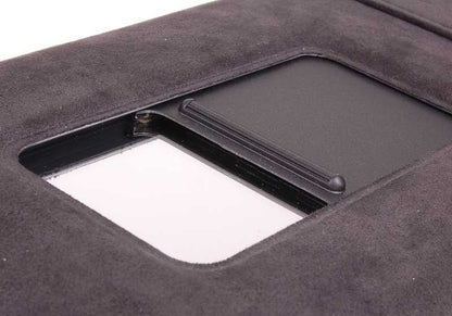 Visera parasol izquierda con luz de maquillaje OEM 51162693603 para BMW E39. Color negro. Pieza original BMW.