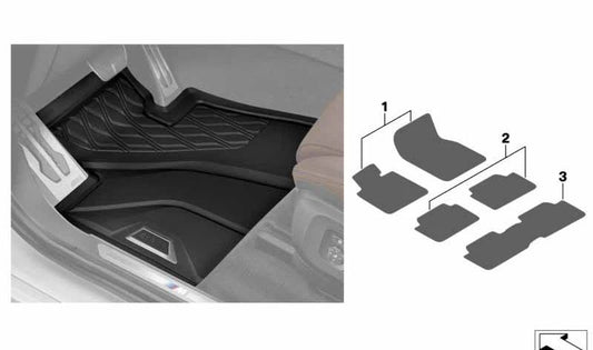 Original BMW rubber floor mats (front) OEM 51472458553 for BMW G05, F85, F95, G06, F86, F96, G07.