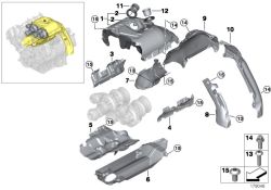 Protección contra el calor derecha OEM 11658689793 para BMW G30, G31, G11, G12, G14, G15, G16, X5, X6, X7... y más. Original BMW.