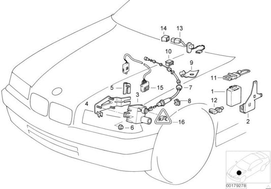 Cable Bowden OEM 65718380079 para regulación de velocidad en BMW Z3 E36 1.8, 1.9. Original BMW.