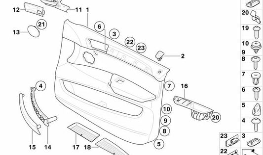 Right handle cover for BMW E71 (OEM 51417323786). Original BMW