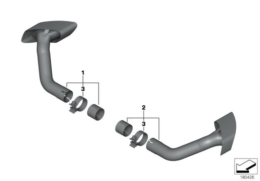 OEM Chrome Escape Embellis 18302147646 per BMW E70 X5 3.0D, 3.0SD, 3.0SI, 3.5d (modelli tra il 2006 e il 2010). Aspetto a 8 -cilindri. BMW originale BMW.