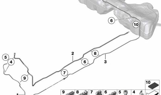 Front Vorlaufleitung for BMW 5 Series F07, F10, F11, 6 Series F06, F12, F13 (OEM 16127205299). Genuine BMW