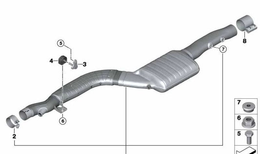 Tubo intermedio OEM 18307925840 per BMW G30, G31. BMW originale
