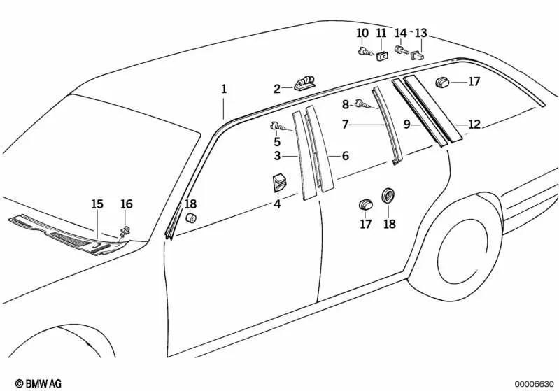 Chapa Nut pour la série BMW 5 E34, E61 (OEM 51348149251). BMW d'origine.