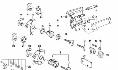 Cierre con llave a la izquierda para BMW E30 (OEM 51211911065). Original BMW