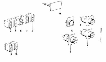Interruptor de luces de emergencia OEM 61311364525 para BMW E21, E23. Original BMW.