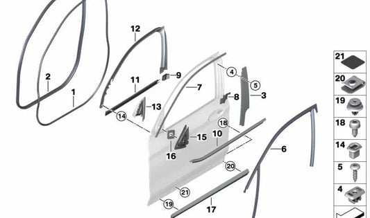 Capa para moldura da janela da porta dianteira esquerda OEM 51337423141 para BMW G02, F98. BMW originais.