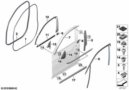 Moldura de esquina puerta delantera izquierda para BMW F98, G02 (OEM 51339476949). Original BMW