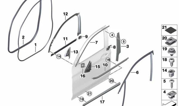 Moldura puerta delantera derecha para BMW G02 (OEM 51138072788). Original BMW
