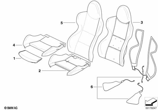 Leather Backrest Cover for BMW Z4 E85, E86 (OEM 52107909343). Original BMW
