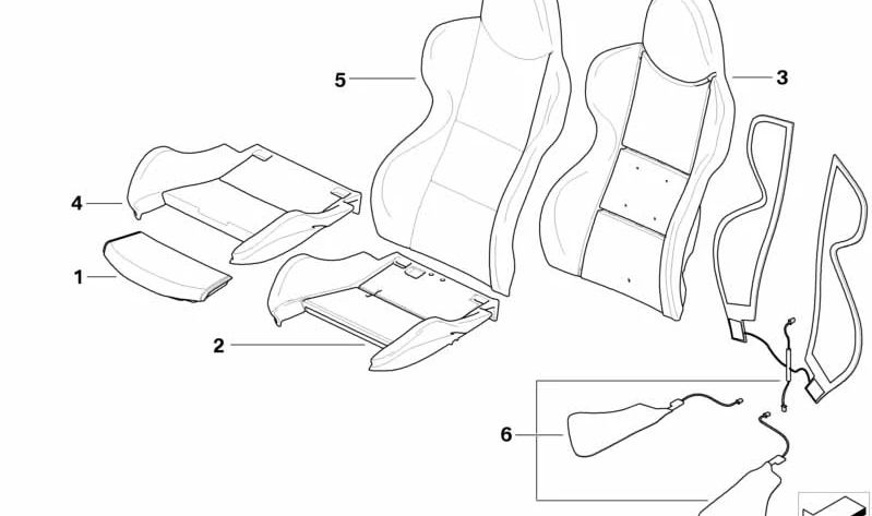 Funda de asiento de cuero izquierda OEM 52108040723 para BMW E85, E86. Original BMW.