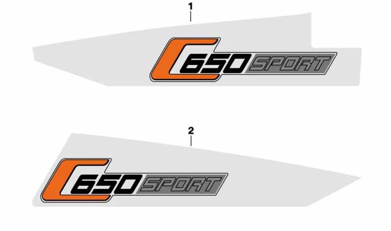 Inscripción trasera derecha LAVA-ORANGE OEM 51148560170 para motos BMW C 600 Sport, C 650 Sport. Original BMW Motorrad.