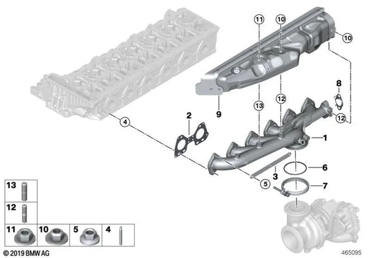 Thermische Schutzplatte des Ableitungskollektors für BMW G20, G21, G30, G31, G32, G12, G11, G01, G02, G05, G06, G07 (OEM 11628570153). Original BMW
