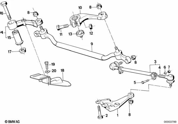Barra de acoplamiento central OEM 32211138860 para BMW Serie 7 E32 (730i, 730iL, 750i, 750iL) y más. Original BMW.