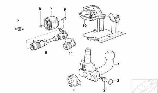 Cabezal de bola desmontable OEM 71601137245 para BMW Serie 8 E31 (840i, 840Ci, 850Ci). Compatible con modelos de 1989 a 1999. Pieza original BMW, ideal para sistemas de remolque.