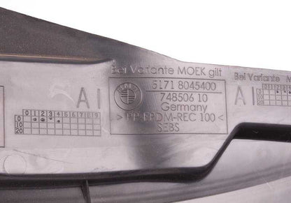 Lower Right Cover OEM 51718045400 for BMW E92 and E93 335i (with and without xDrive). Original BMW pieces.