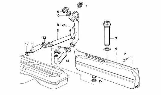 Junta de goma del depósito de combustible OEM 16111177659 para BMW E30. Pieza original BMW.