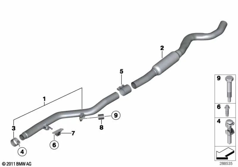 Tubo delantero para BMW F30, F30N, F31, F32, F33, F36 (OEM 18307627140). Original BMW.