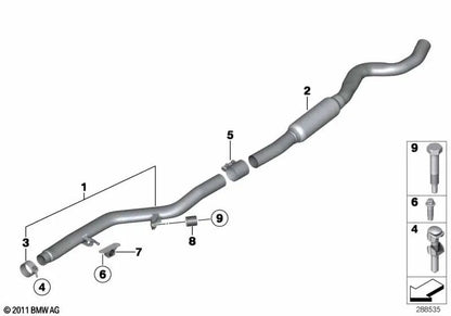 Tubo delantero para BMW F30, F30N, F31, F32, F33, F36 (OEM 18307627140). Original BMW.