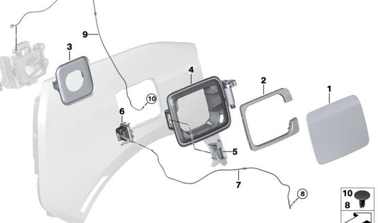 Tapa embellecedora para puerto de carga eléctrico OEM 51177322836 para BMW i3 (I01, I01N). Original BMW.