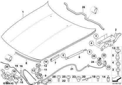 Front right bonnet lock for BMW Z4 E85, E86 (OEM 51237192976). Original BMW.