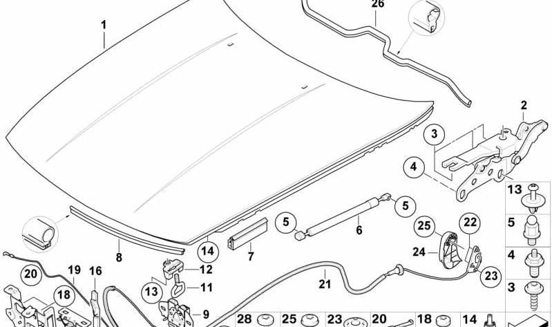 CHIUSA DI SICUREZZA OEM Front Hood 51237047170 per BMW Z4 E85, E86. BMW originale.
