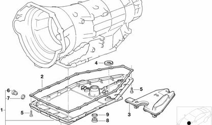 Junta sin amianto OEM 24111421140 para BMW E34, E39, E32, E38, E31. Compatible con transmisión automática. Original BMW.
