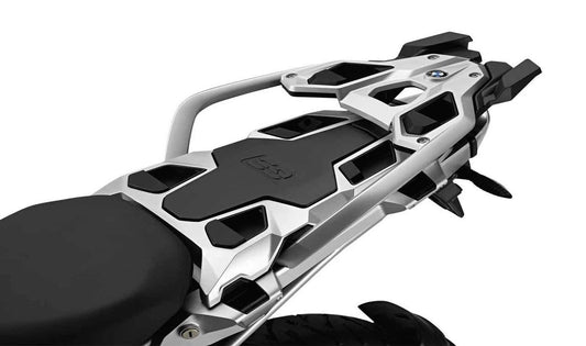 Placa de equipaje trasera OEM 77448523742 para BMW Motorrad R1200GS, R1250GS, R1200GS Adventure, R1250GS Adventure. Original BMW Motorrad.