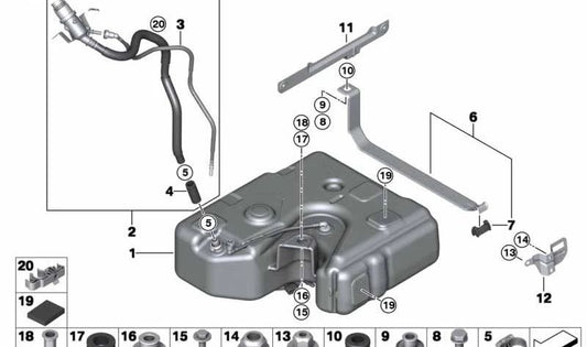 Belt fixing bracket OEM 16197318189 for BMW F07, F10, F11. Original BMW.