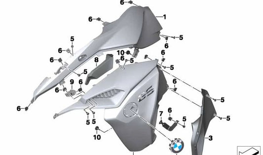 Paramento derecho OEM 46638535098 para BMW Motorrad F 800 GS Adventure. Original BMW Motorrad.