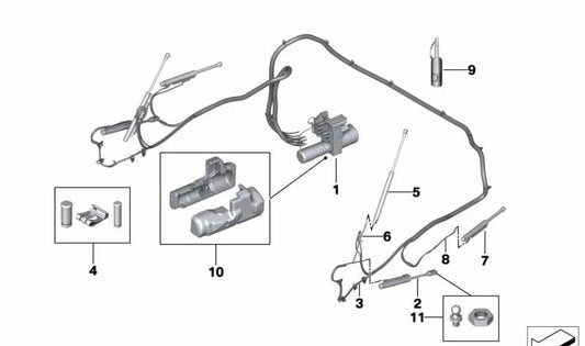 Cilindro hidráulico izquierdo para mecanismo capota OEM 54347421825 para BMW F23, F23N. Original BMW.