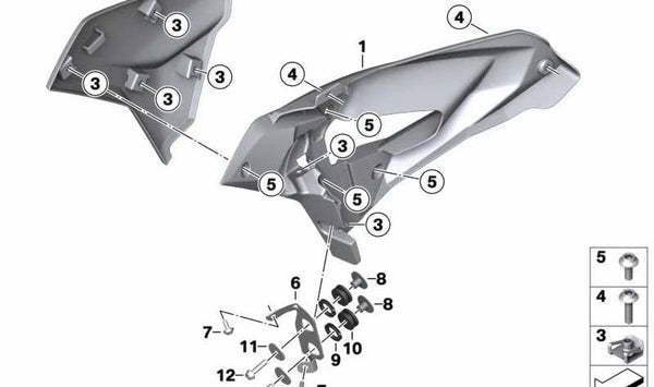 Guía de aire derecha OEM 46639480258 para BMW Motorrad G 310 R. Original BMW Motorrad.
