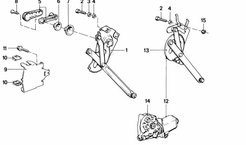 Motor de elevalunas derecho OEM 51331369248 para BMW E12, E28, E23. Original BMW.