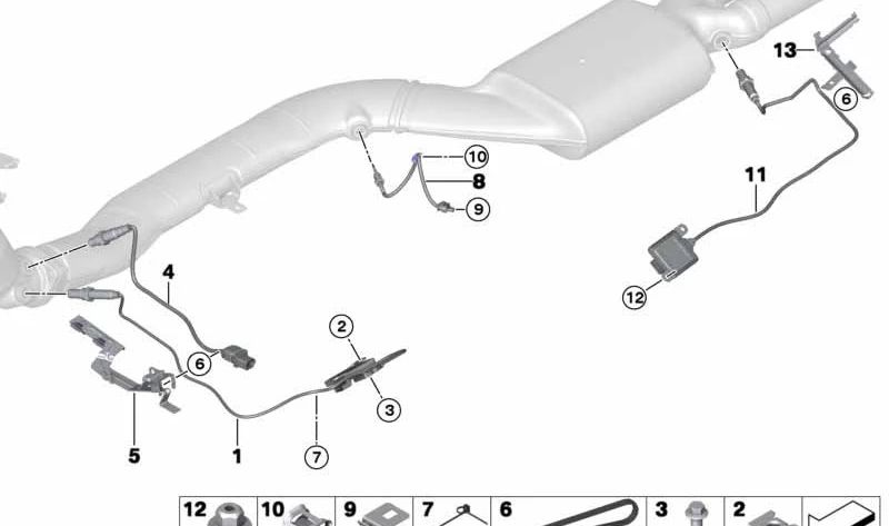 Sensor de temperatura de gases de escape OEM 13628582191 para BMW F15. Original BMW.