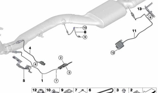 OEM exhaust gas temperature sensor 13628582191 for BMW F15. Original BMW.